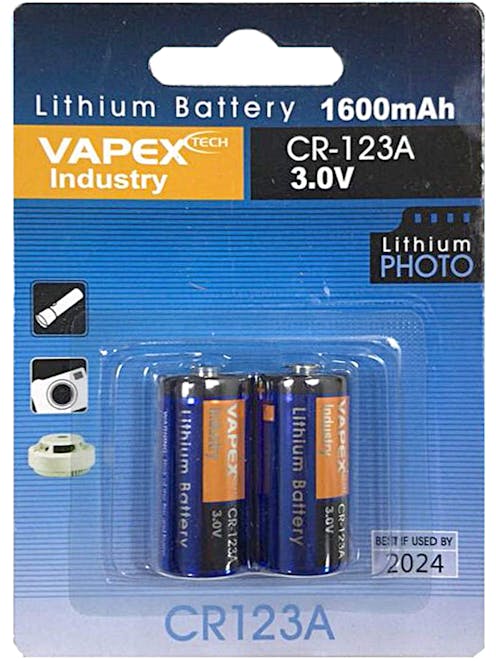 VAPEX CR123A 3V Lithium Camera Battery - Pack of 2