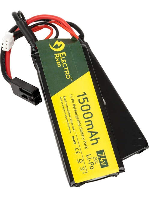 Electro River 7.4v 1500mAh 20C Flat Nunchuck LiPo Battery; Mini-Tamiya