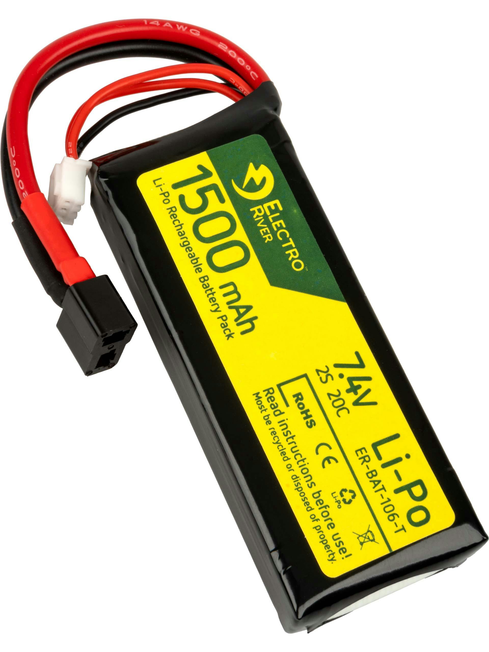 Electro River 7.4v 1500mAh 20C LiPo Block Battery; Deans Patrol Base