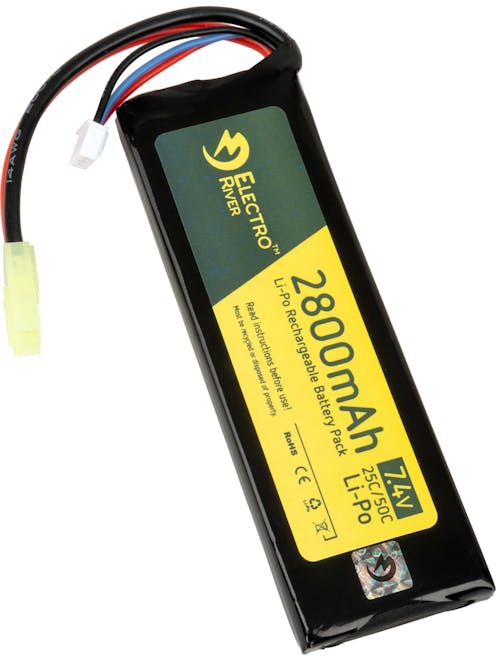 Electro River 7.4v 2800mAh 25/50c LiPo Block Battery; Mini-Tamiya