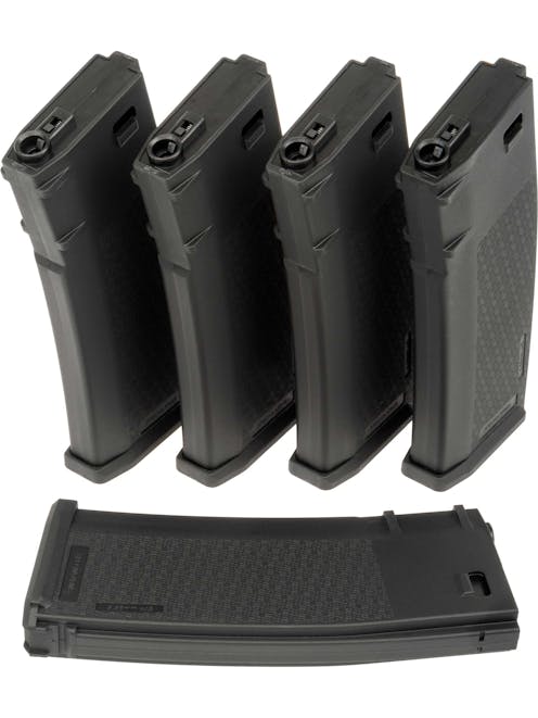 Specna Arms S-Mag 125rnd Mid-Cap Magazines for M4/AR-15 AEGs; 5 Pack