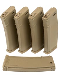 Specna Arms S-Mag 125rnd Mid-Cap Magazines for M4/AR-15 AEGs; 5 Pack