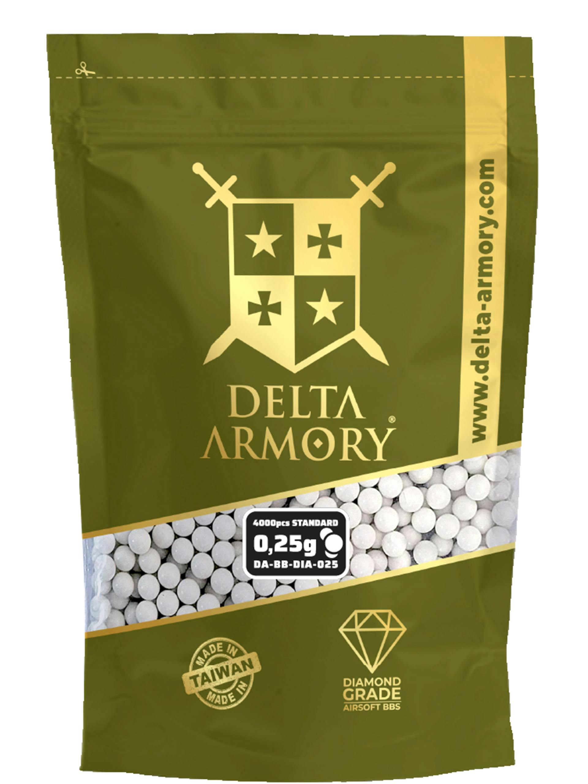 Delta Armory 0.25g Diamond 6mm BBs; 1KG Bag