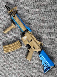 Lancer Tactical BY-103513 M4 Carbine Gen.2 AEG; Tan - PTT Blue