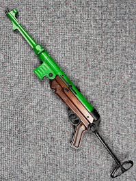 AGM BY-102064 MP-007 MP40 AEG Airsoft SMG; Faux Wood; PTT Green