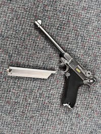 WE Europe BY-103710 P08 Luger GBB Pistol; 6"; Silver