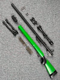 Snow Wolf BY-104378 M24 V1+ Sniper Rifle w/Scope & Bipod; Black; PTT Green