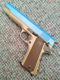 CYMA BY-104591 CM.123 1911 AEP Electric Pistol; Tan; PTT Blue