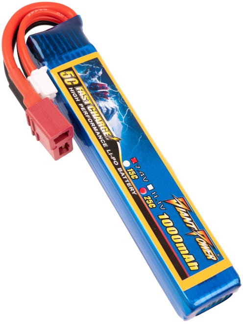 Giant Power 7.4V 1000mAh 25C LiPo PDW Stick Battery; Deans