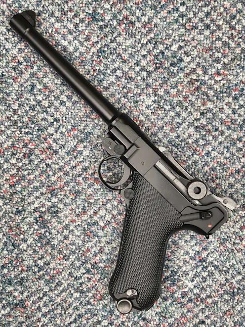 WE BY-104585 P08 Luger GBB Pistol; 6''; Black