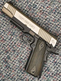Cybergun BY-104851 Rail Gun Series Colt 1911 CO2 Blowback Pistol; Silver / Black
