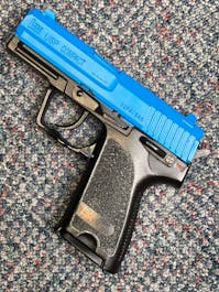 Umarex BY-103080 H&K USP Compact Spring Operated Airsoft Pistol; PTT Blue