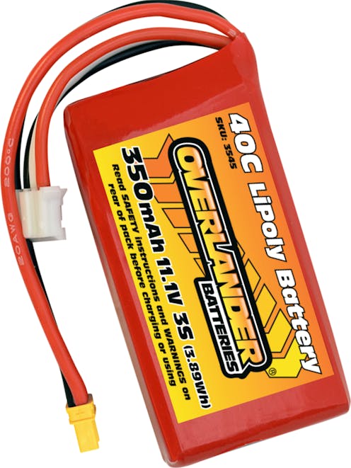 OVERLANDER 11.1V 350mAh 40C LiPo Block Battery; XT30