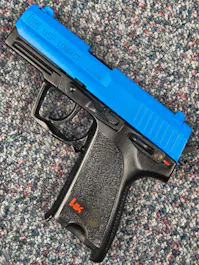 Umarex BY-105584 - H&K USP Compact Spring Operated Airsoft Pistol; PTT Blue