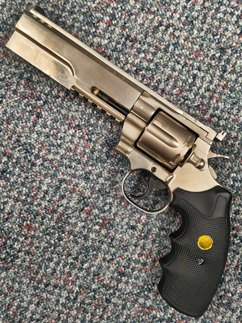 King Arms BY-105370 - Python "EVIL" .357 Magnum Airsoft Revolver; Silver; CO2