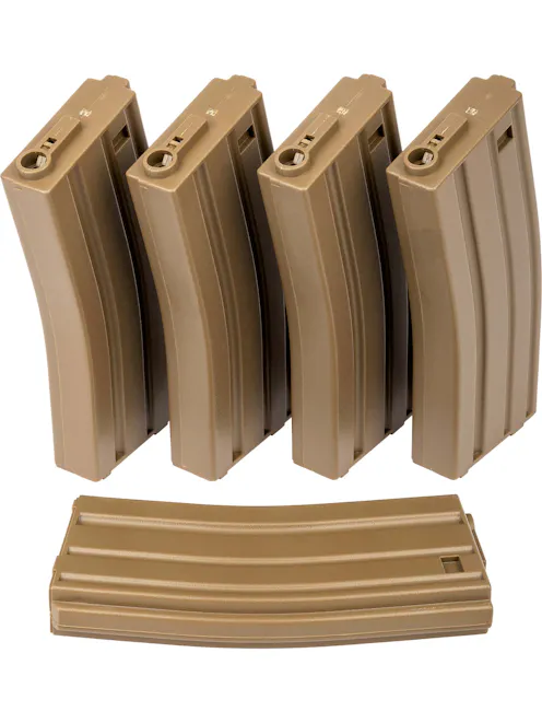 King Arms 120rnd Polymer STANAG Mid-Cap Magazine for M4/AR-15 AEGs; 5 Pack