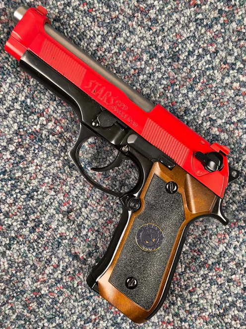 WE BY-105474 - Biohazard B92 Gen.2 GBB Pistol; Full Auto; PTT Red