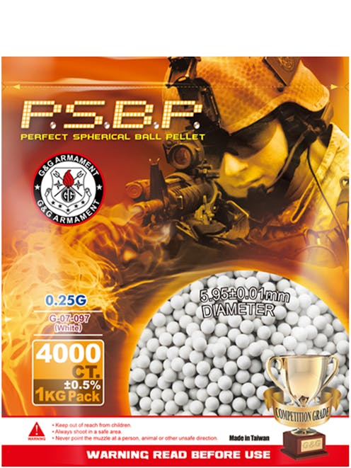 G&G Armament 0.25g P.S.B.P Competition Grade 6mm BBs; 1KG Bag