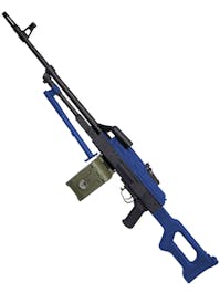 A&K PKM Airsoft Rifle w/ Drum Magazine - Airsoft Two Tone Blue