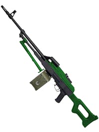 A&K PKM Airsoft Rifle w/ Drum Magazine - Airsoft Two Tone Green