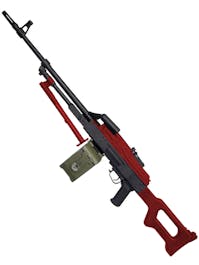 A&K PKM Airsoft Rifle w/ Drum Magazine - Airsoft Two Tone Red