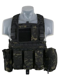 8Fields Tactical - Loaded Recon Lightweight Chest Harness - Black Multicam