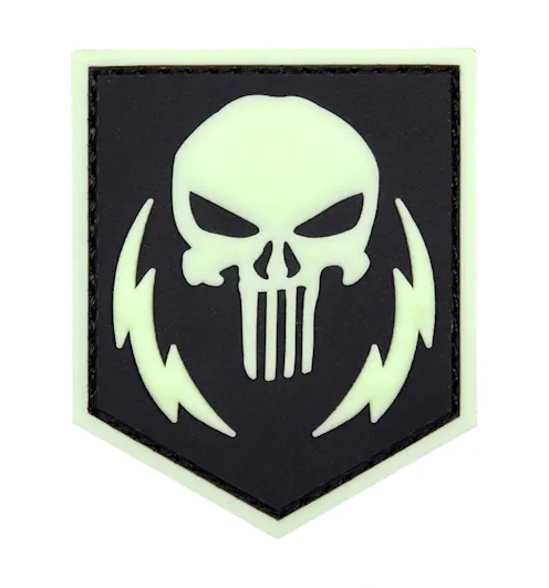 101 Inc. - Punisher Skull PVC 3D Patch - Glow In The Dark